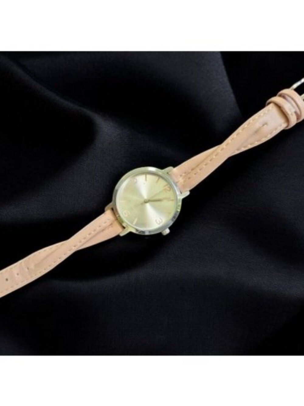 Pink Leather Twisted Band Ladies Stainless Steel Quartz Watch